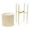 Hello Honey® Cream & Gold Boho Embossed Metal Planters with Stands Set